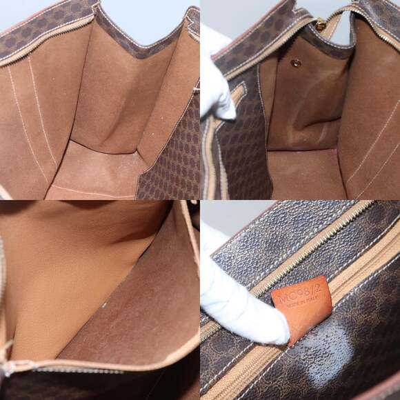 CELINE Macadam Canvas Tote Bag Pvc Leather Brown Gold - Picture 12 of 12